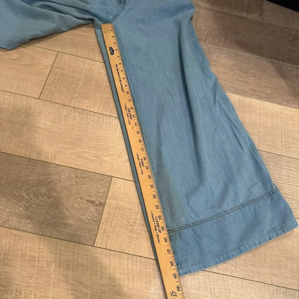 LOFT Light Blue Wide-Leg Pants - Picture 3 of 10